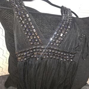Elegant Black Embellished Women's Blouse